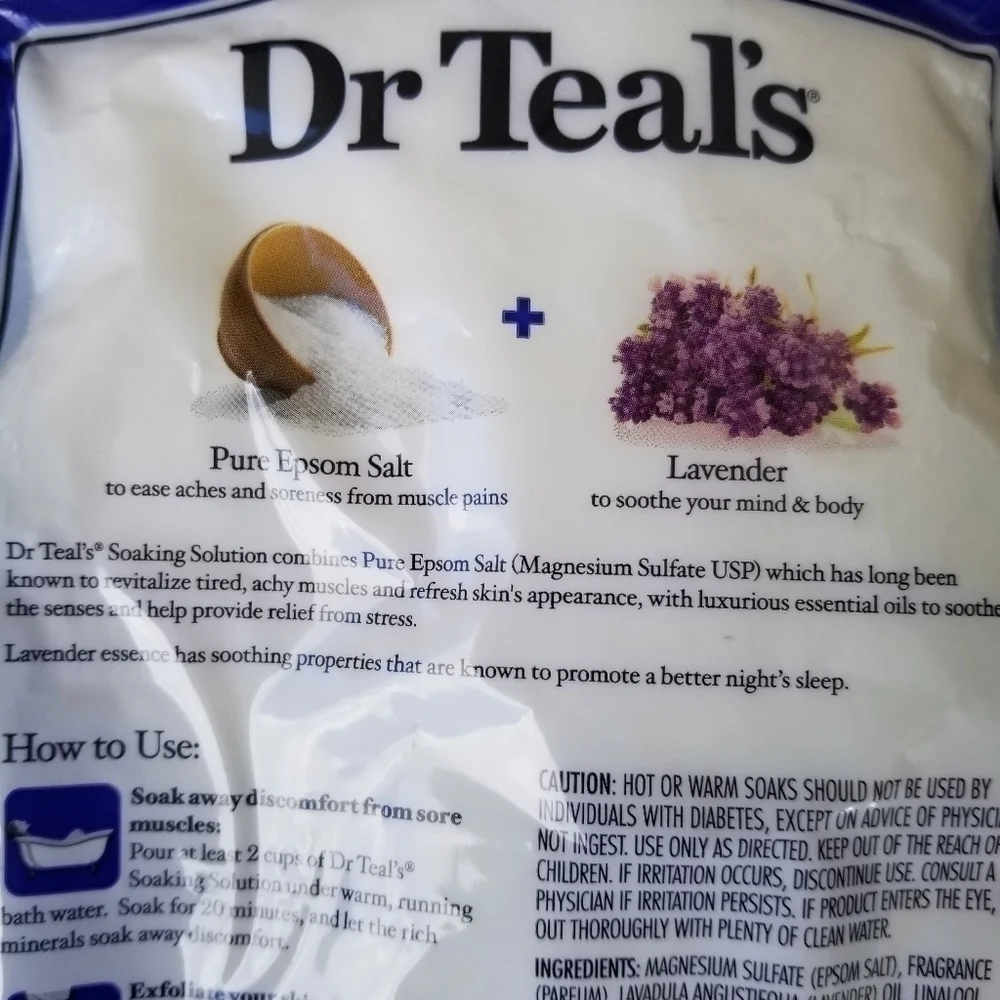 Dr. Teals Epsom Salt Lavender 3LB Bag Purple Bath Soak